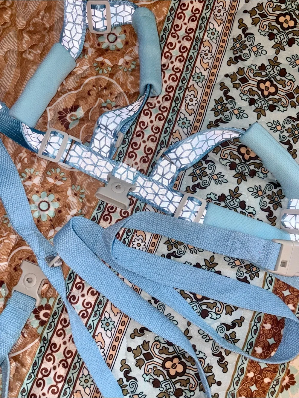 Light Blue Floral Baby Harness with Leash